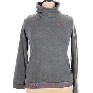 Nike Dri Fit Hoodie Girls Size large kids Pullover Sweatshirt Gray & Pink